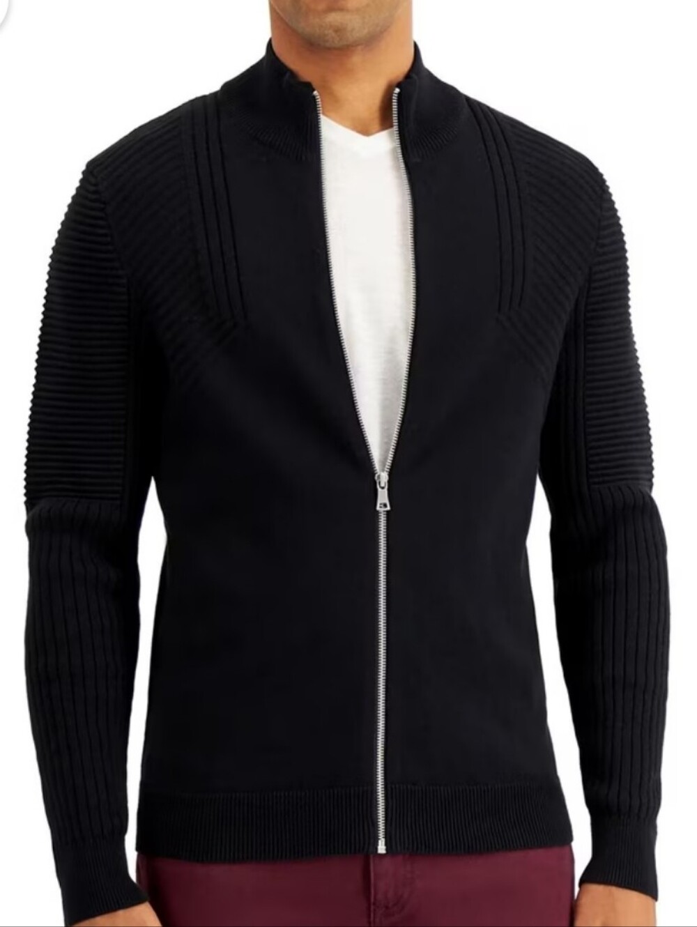 INC International Concepts Men's Full-Zip Ribbed Cardigan Sweater